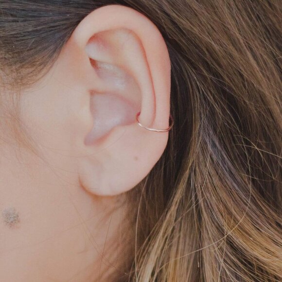 Rose Gold Ear Cuff, Ear Cuff Earrings for Women, Mens Ear Cuffs for Non Pierced - Picture 6 of 6